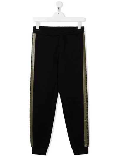 Balmain Kids' Logo-tape Track Trousers In Black
