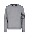 Thom Browne Relaxed Fit Tonal 4 Bar Sweatshirt In Grey Cotton