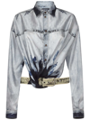 Diesel Woman Shirt With Trompe-loeil Effect In Clear Blue