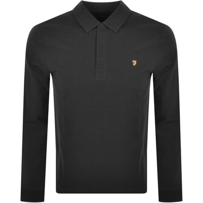 Farah Vintage Haslam Long Sleeve Polo T Shirt Blac In Black