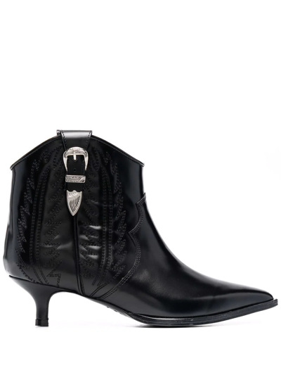Toga Polished Western Ankle Boots In Aj1163 Black