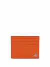 Prada Logo Plaque Cardholder In Papaya