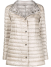 Herno Reversible Button-up Padded Down Jacket In Nude