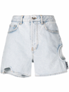 Off-white Meteor Straight Cotton Denim Shorts In Blue