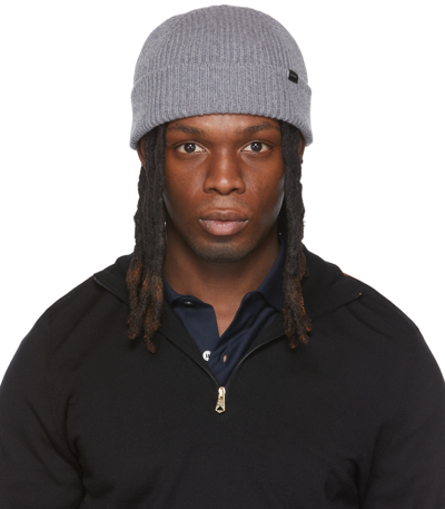 Paul Smith Ribbed Cashmere And Wool-blend Beanie In Grey