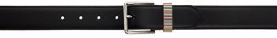 Paul Smith Signature Stripe Leather Belt In Black