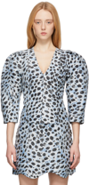 Ganni Blue & Black Crispy Jacquard Blouse In 135 Egret