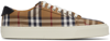 BURBERRY BROWN CHECK CANVAS & CALFSKIN trainers