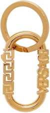 Versace Gold Greca Logo Keychain In 3j000 Gold
