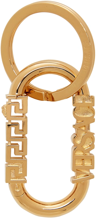 Versace Gold Greca Logo Keychain