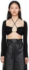 Rosetta Getty Black Cropped Long Sleeve T-shirt In Black