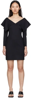 ROSETTA GETTY BLACK FOLD OFF-SHOULDER DRESS