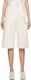 Lemaire Belted Bermuda Shorts In 001 Chalk