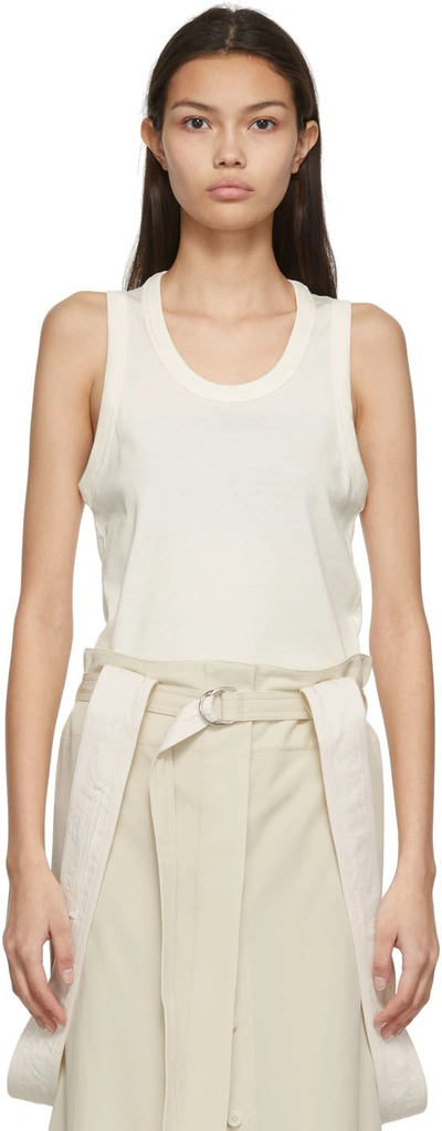 Lemaire Off-white Rib Tank Top In Beige