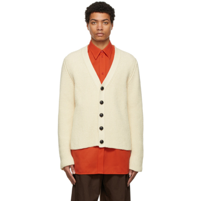Jil Sander Ribbed Cotton And Wool Cardigan - Atterley In White
