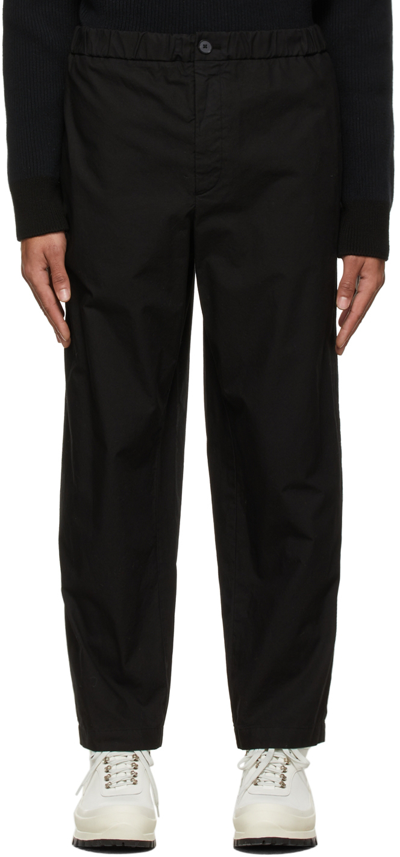 Jil Sander Black Canvas Wide-leg Trousers In 001 - Black