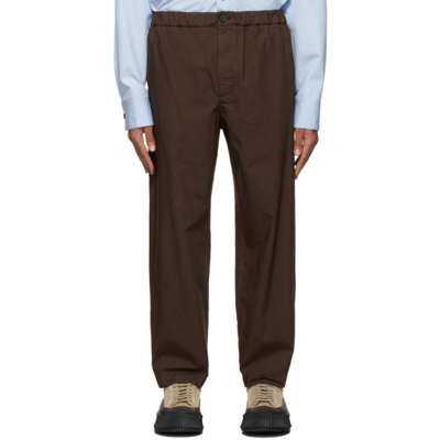 Jil Sander Brown Canvas Wide-leg Trousers In 207 - Dark Brown