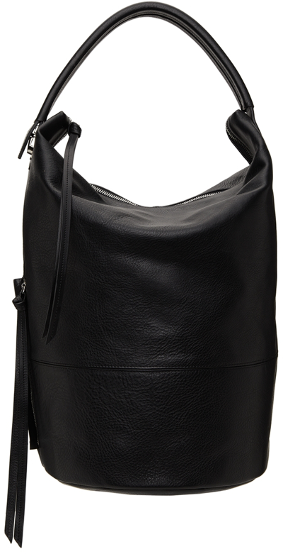 Lemaire Black Vegetable-tanned Leather Tote Bag In 999 Black