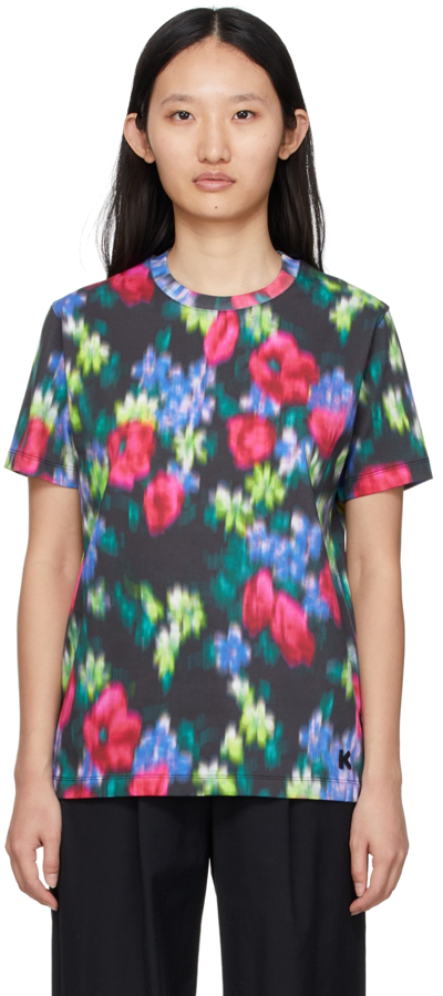 Kenzo Women's Blurry Floral Cotton T-shirt In Black