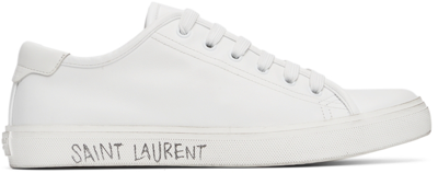 Saint Laurent White Calfskin Malibu Low Sneakers In 9030 Optic White