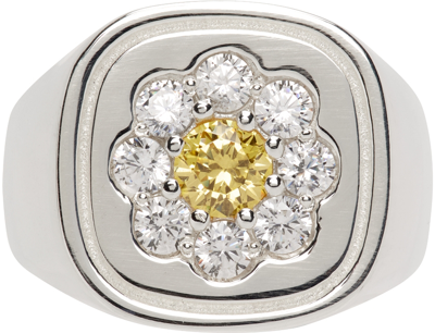 Hatton Labs Silver & Yellow Daisy Signet Ring