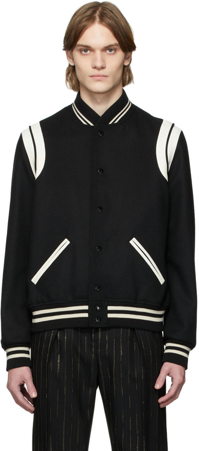 Saint Laurent Teddy Jacket In Wool In Black