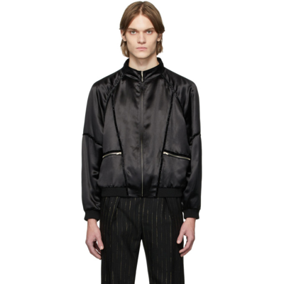 Saint Laurent Teddy 80s Zip Bomber Jacket In 1000 Black