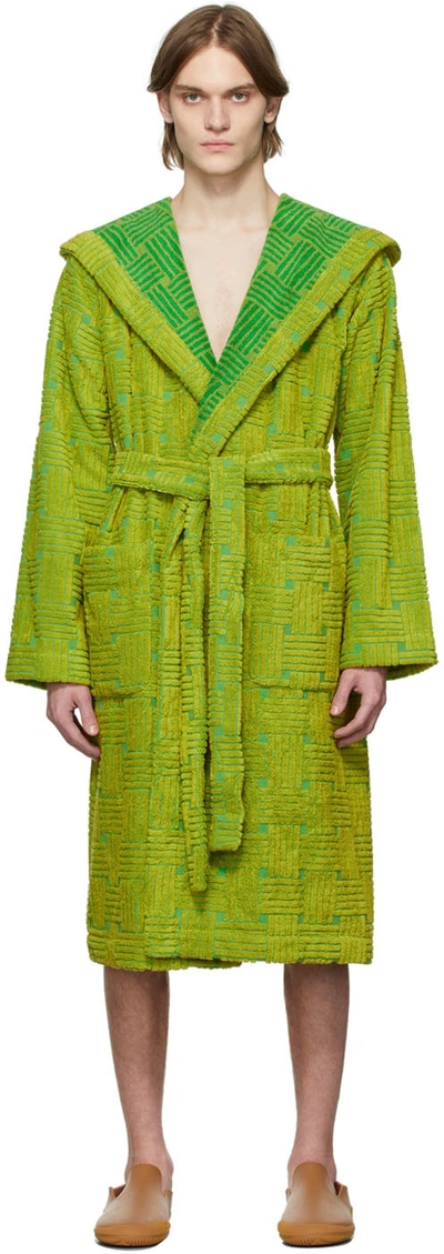 Bottega Veneta Green & Yellow Intreccio Bath Robe