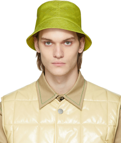 Bottega Veneta Green Intreccio Bucket Hat In 3500-kiwi