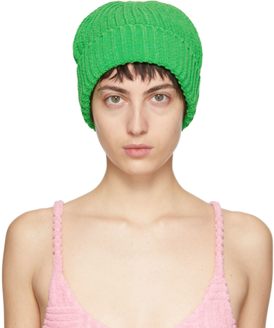 Bottega Veneta Green Heavyweight Chenille Beanie In 4809 Parakeet