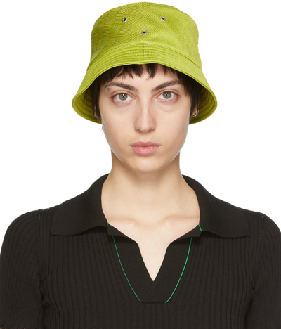 Bottega Veneta Intrecciato-jacquard Twill Bucket Hat In Green,yellow