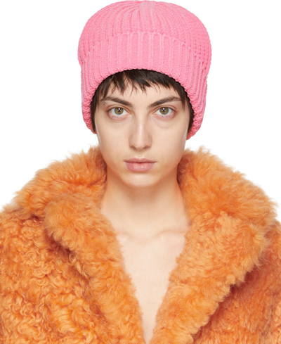 Bottega Veneta Pink Heavyweight Chenille Beanie In Bubble Gum