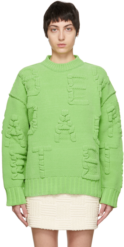 Bottega Veneta Alphabet Jacquard-knit Chenille Sweater In Green