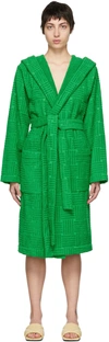 Bottega Veneta Bademantel Aus Baumwoll-frottee Mit Intreccio Muster In 3707 Grass