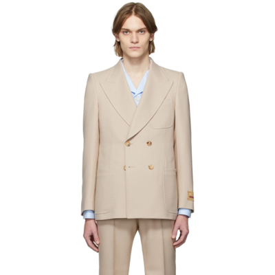 Gucci Slim-fit Double-breasted Drill Blazer In Neutrals