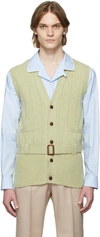 GUCCI GREEN WOOL BELTED VEST