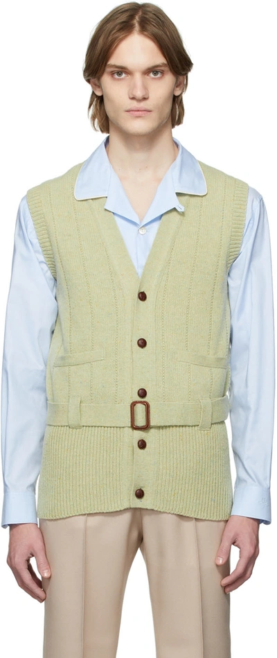 Gucci Logo-embroidered Wool Jumper Waistcoat In Green