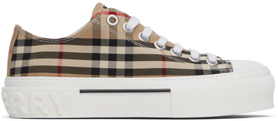 Burberry Vintage Check Cotton Sneakers In Beige