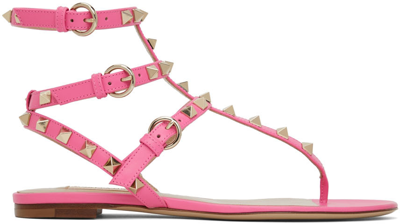 Valentino Garavani Rockstud-embellished Flat Sandals In Pink