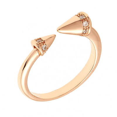 Sole Du Soleil Lupine Collection Women's 18k Rg Plated Spike Fashion Ring Size 6 In Gold Tone,pink,rose Gold Tone
