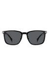 Hugo Boss 57mm Rectangular Sunglasses In Black / Gray