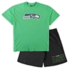Concepts Sport Men's  Neon Green, Heathered Charcoal Seattle Seahawks Big And Tall T-shirt And Shorts In Neon Green