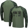 Colosseum Men's  Olive, Camo Nebraska Huskers Oht Military-inspired Appreciation Raglan Long Sleeve T In Olive