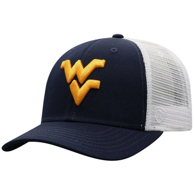TOP OF THE WORLD TOP OF THE WORLD NAVY/WHITE WEST VIRGINIA MOUNTAINEERS TRUCKER SNAPBACK HAT