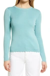 Halogen Ribbed Crewneck Sweater In Teal Nile