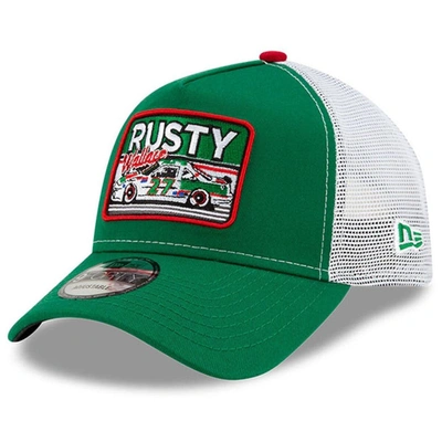 NEW ERA NEW ERA GREEN/WHITE RUSTY WALLACE LEGENDS 9FORTY A-FRAME ADJUSTABLE TRUCKER HAT