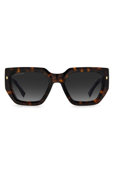 Dsquared2 53mm Rectangular Sunglasses In Havana / Grey Shaded