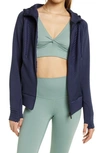 Zella Zen Ottoman Full Zip Hoodie In Navy Nightfall