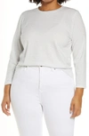 Vince Neppy Stripe Cotton & Linen Crewneck Top In Off White/ Hydrangea