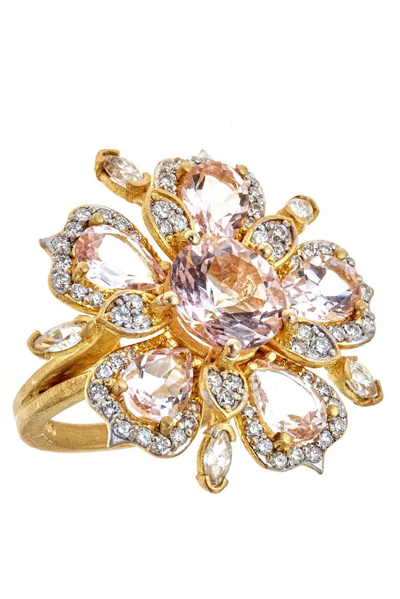 Tanya Farah Morganite Flower Ring In Gold